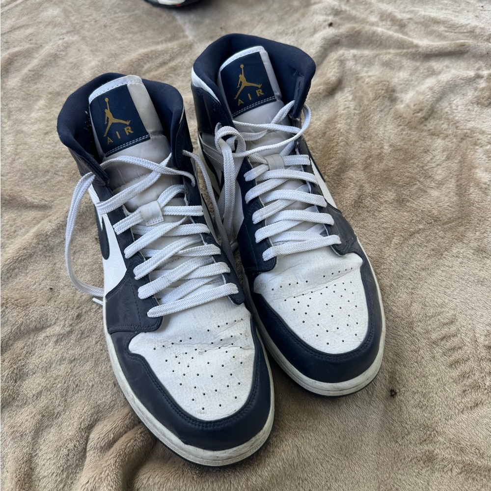 Jordan White and Navy High-Top Sneakers